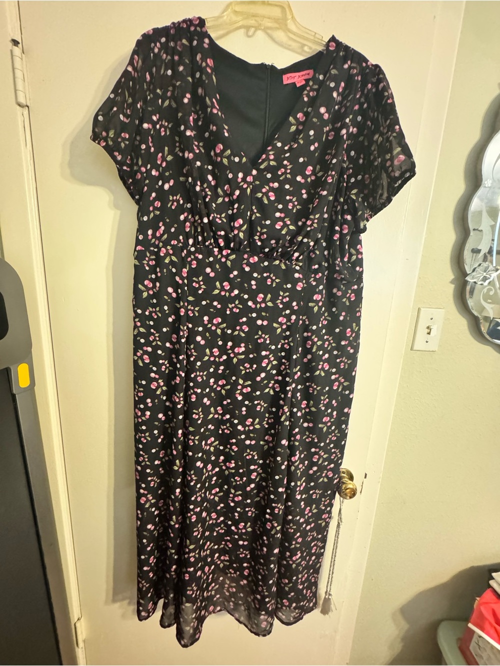 Betsey Johnson Floral Black Midi Dress